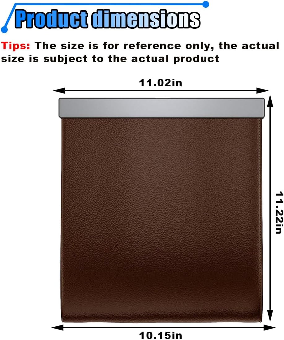 Car Trash Can – Waterproof hanging design with magnetic opening; foldable PU leather seat-back bin; high-capacity car storage accessory (Brown) - Image 2