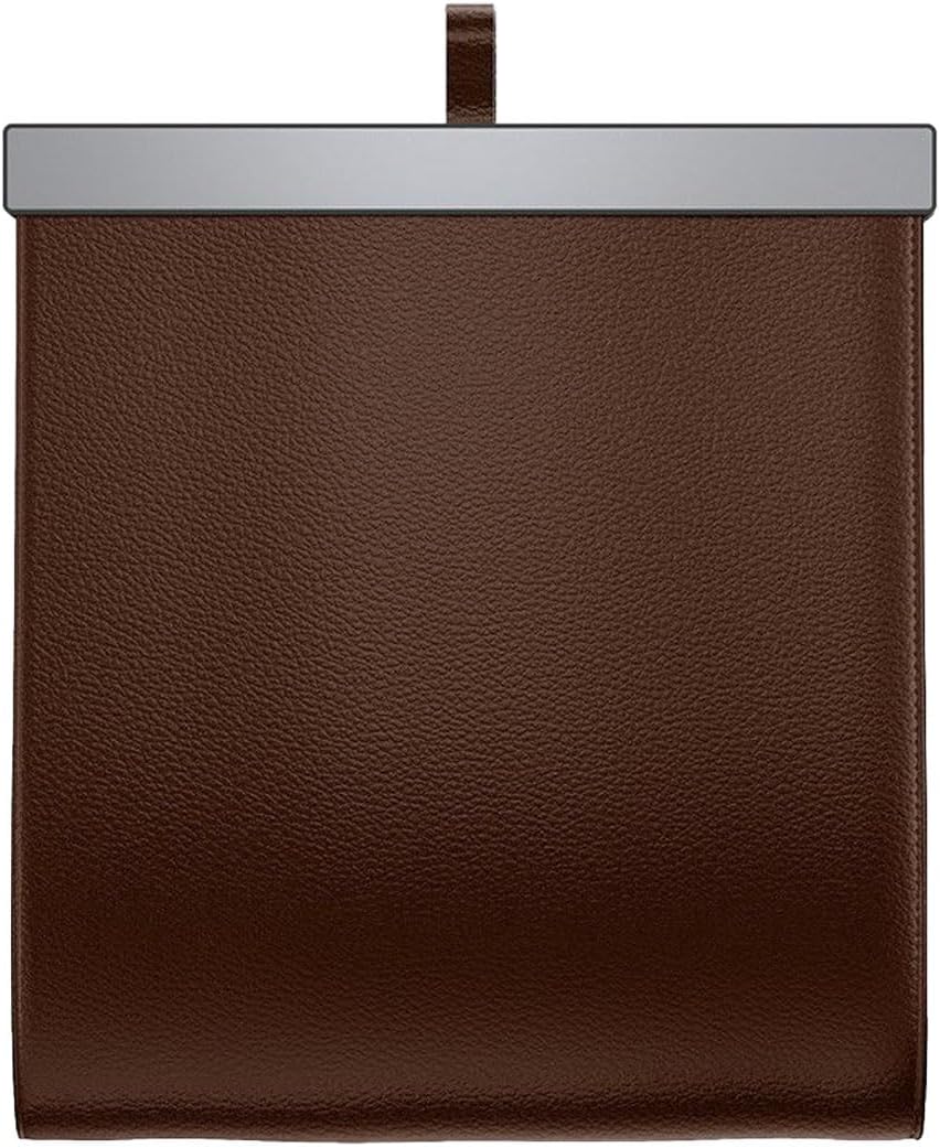 Car Trash Can – Waterproof hanging design with magnetic opening; foldable PU leather seat-back bin; high-capacity car storage accessory (Brown)