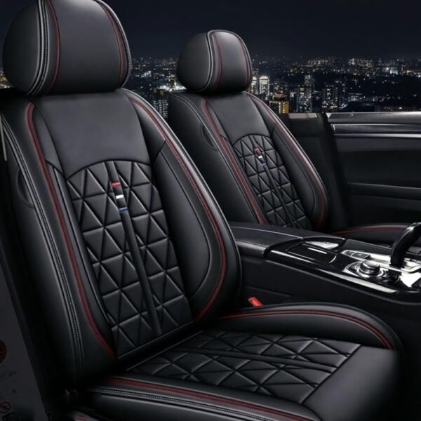 Universal front car seat covers (2-piece set), faux leather, waterproof, airbag-compatible, fits most sedans and SUVs