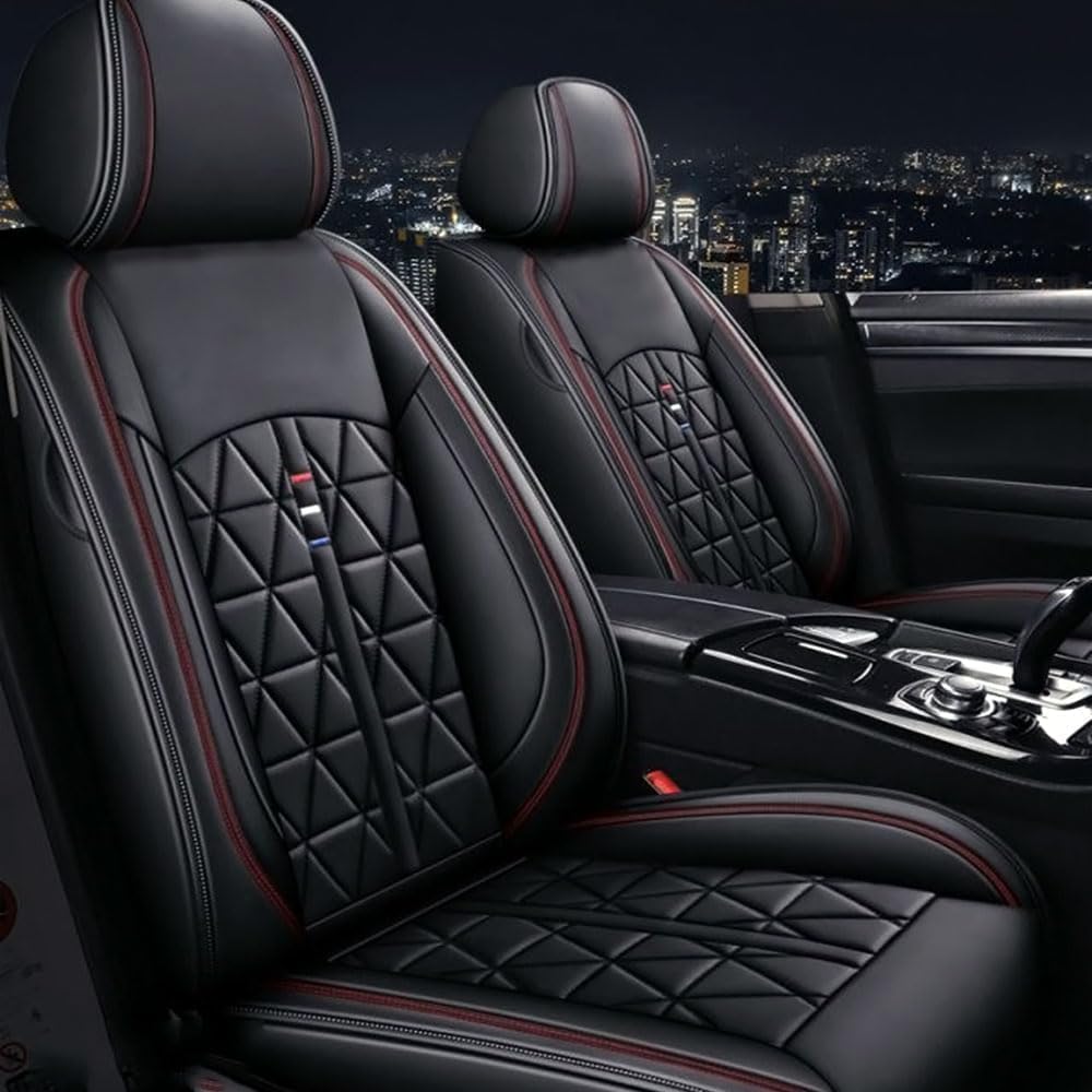 Universal front car seat covers (2-piece set), faux leather, waterproof, airbag-compatible, fits most sedans and SUVs