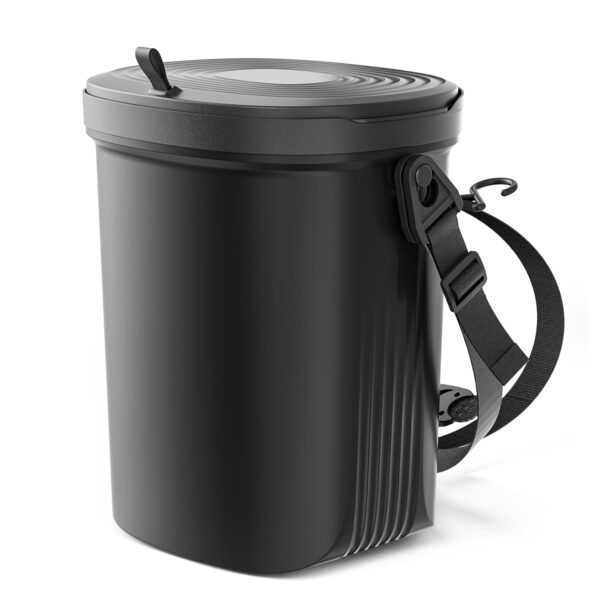 Car Trash Can: Silicone car trash bin with lid, leak-proof, suitable for drivers and passengers; high-capacity (1.9-gallon) container for sedans, vans, and trucks (Black)