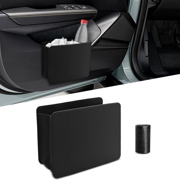 Car Trash Can: Foldable mini car trash bin, waterproof hanging trash bag/storage container, multi-functional bin suitable for most vehicle models (Black)