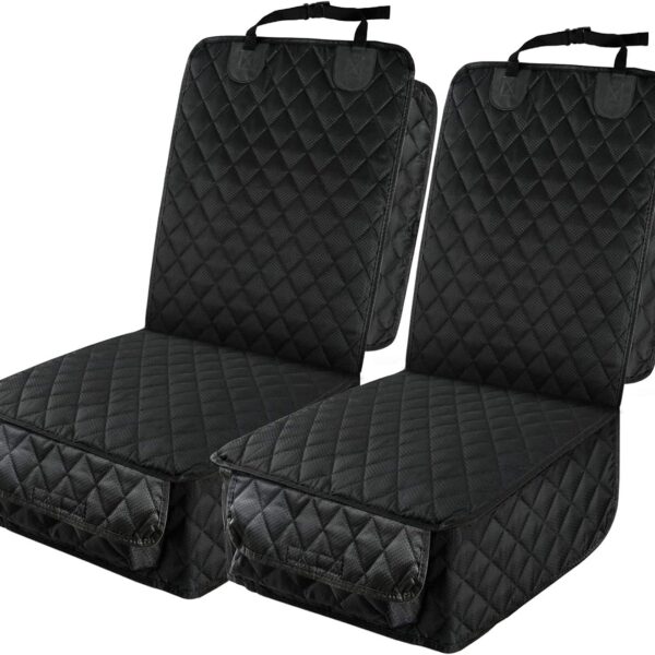 Waterproof front seat covers (2-piece set), full-coverage design with side wings, non-slip and scratch-resistant (pet-friendly), fits sedans, trucks, SUVs, etc.