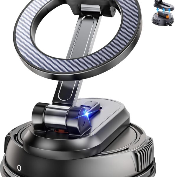 2-in-1 Car Phone Mount — [Built-in 28 strong magnets] 360° rotatable magnetic mount; practical car accessory suitable for all