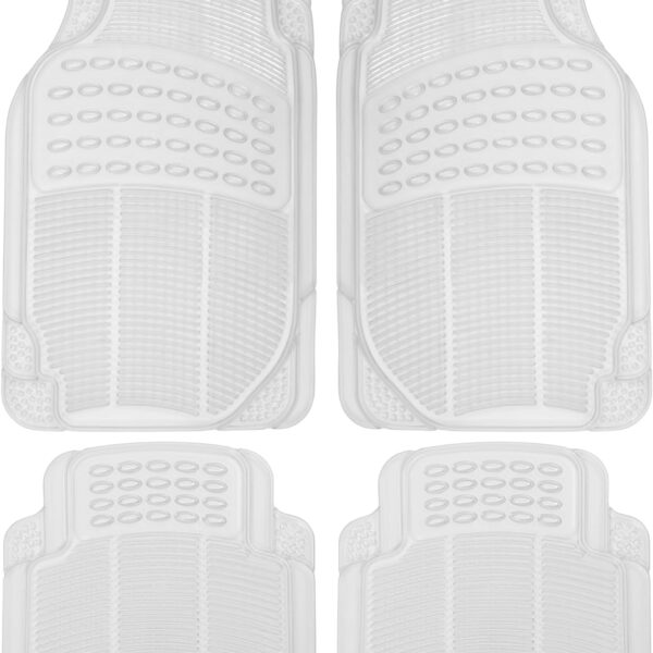 4-Piece Rubber Transparent Clear Floor Mats Heavy Duty for Front & Rear Car Truck Van SUV, All Weather Protection, Universal Fit