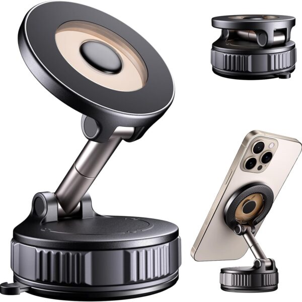 Car Phone Mount — [Ultra-strong suction & 2800gf magnetic force] 360° adjustable magnetic car phone mount