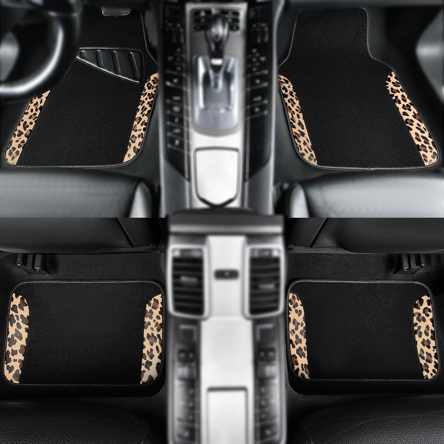 Waterproof Universal Fit Car Floor Mats, Leopard Print Car Mats Fit for SUV,Vans,sedans, Trucks,Set of 4pcs Car Carpet with Driver Heel Pad and Nibs Backing,for Cute Women Girl Brown Leopard - Image 2